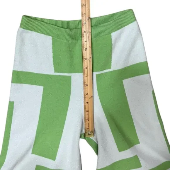 Princess Polly Green & White Wide-leg High-Rise Check Knit Pants - Size L/XL - Picture 7 of 7
